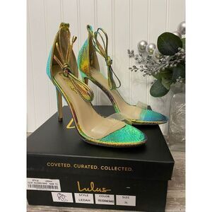 Lulus Ledah Hologram Snake High Heel Dress Shoe Sz 7 1/2